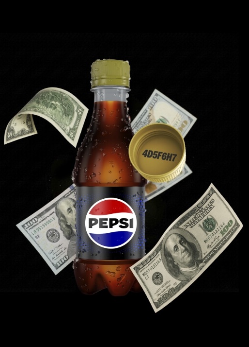 Botella Pepsi con tapa dorada